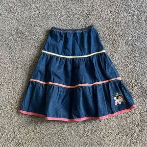 Vintage Y2K Nickelodeon the Explorer Embroidered Skirt Tiered Denim Girls 7/8